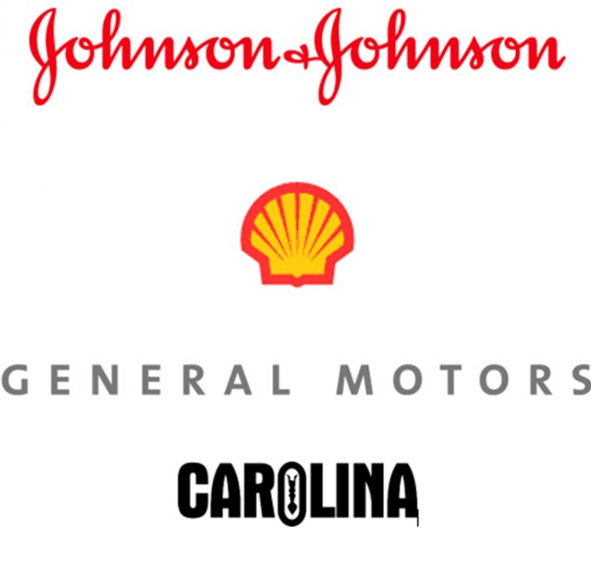 Johnson & Johnson, Burroughs Wellcome Fund, Shell Oil Company, General Motors, and Carolina Biological Supply Company logos