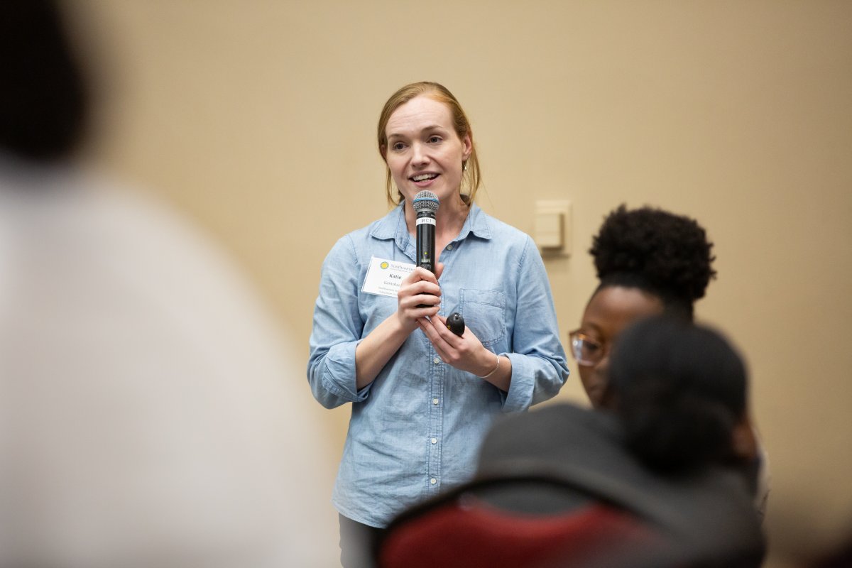 Katie Gainsback, Assistant Division Director of Professional Services presents at the 2023 Summer Professional Development in Florence, South Carolina, as part of the Smithsonian Science for North and South Carolina Classrooms program. Photo Credit: Madeline Gray