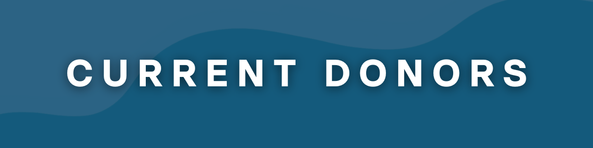 A blue box with white text that says Current Donors