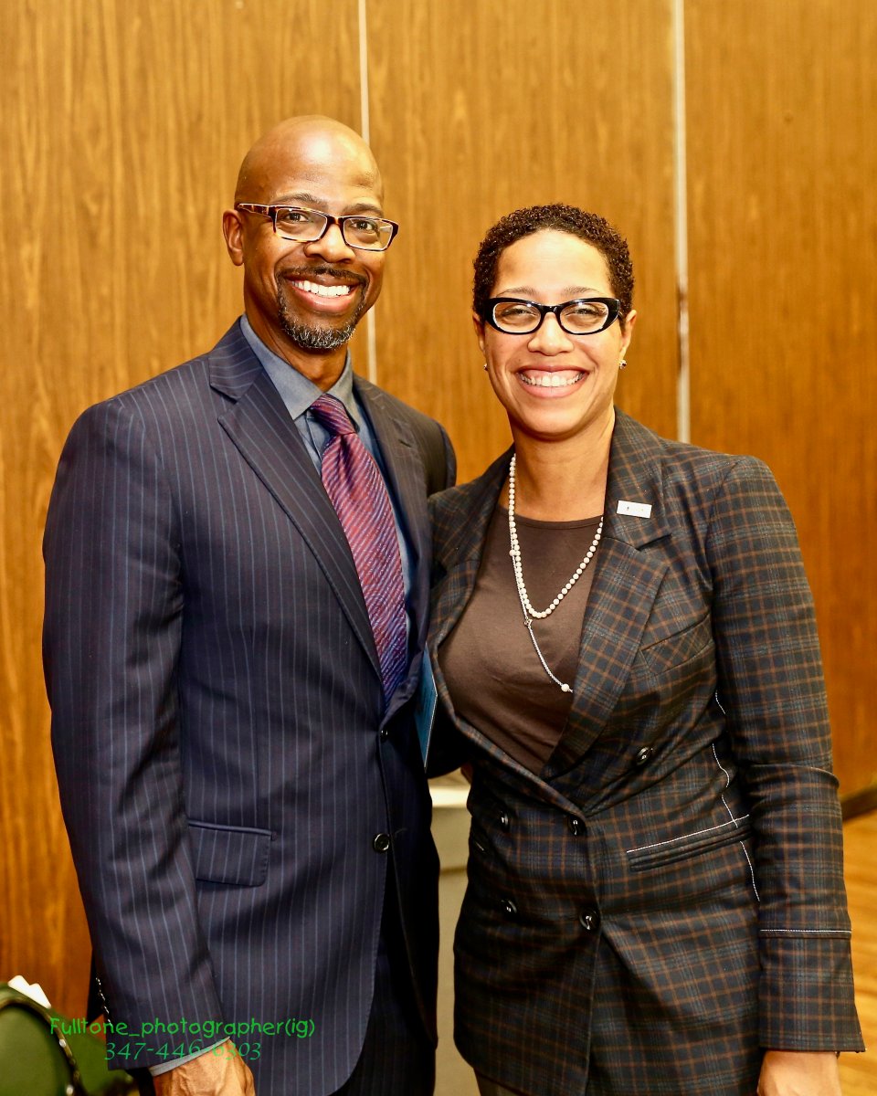 Dr. Reagan Flowers (right) poses with Dr. Frazier Wilson of Shell Oil Company. Photo Credit: OB Grant, Fulltone Photography