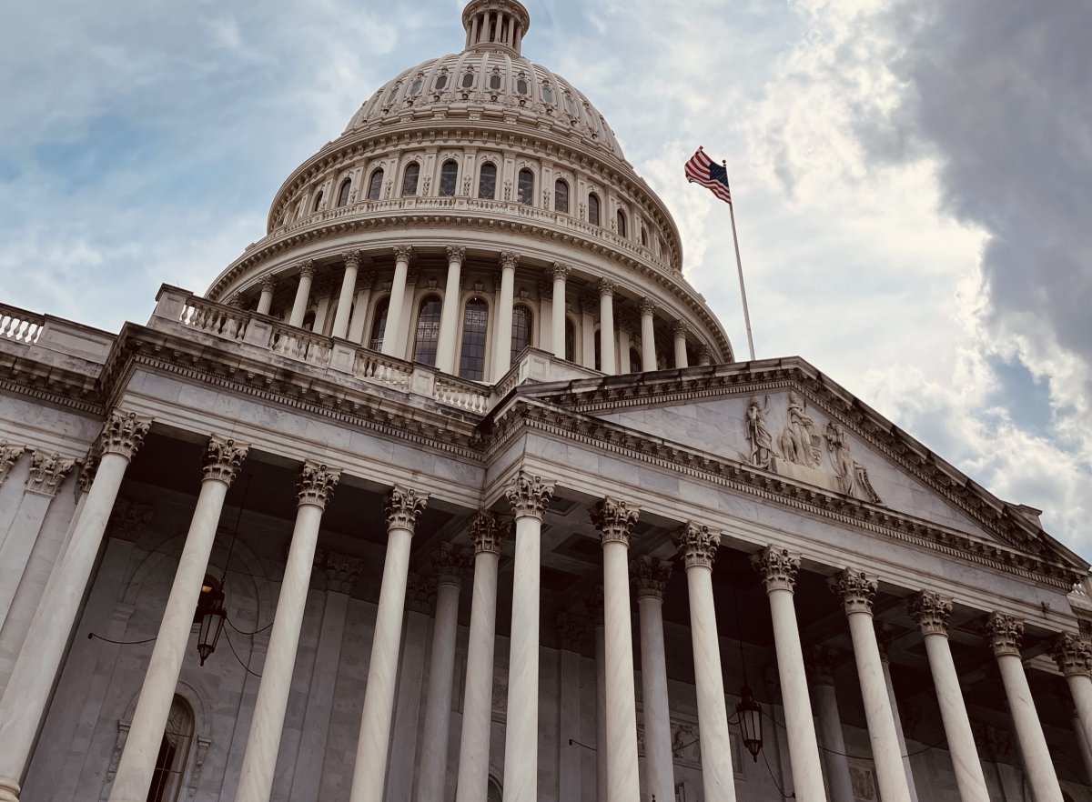 An outside view of the Capitol Rotunda from the East Steps of the Capitol Complex 