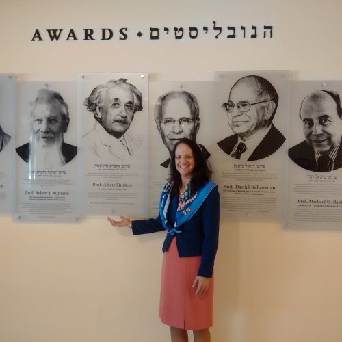 Dr. O’Donnell pictured with Einstein – one of Hebrew University’s 409 award winning alumni and one of their 8 Nobel Laureates 