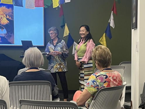 Anne Keiser and her friend Phurba Sherpa as they give a presentation on Anne’s work in the Himalayas