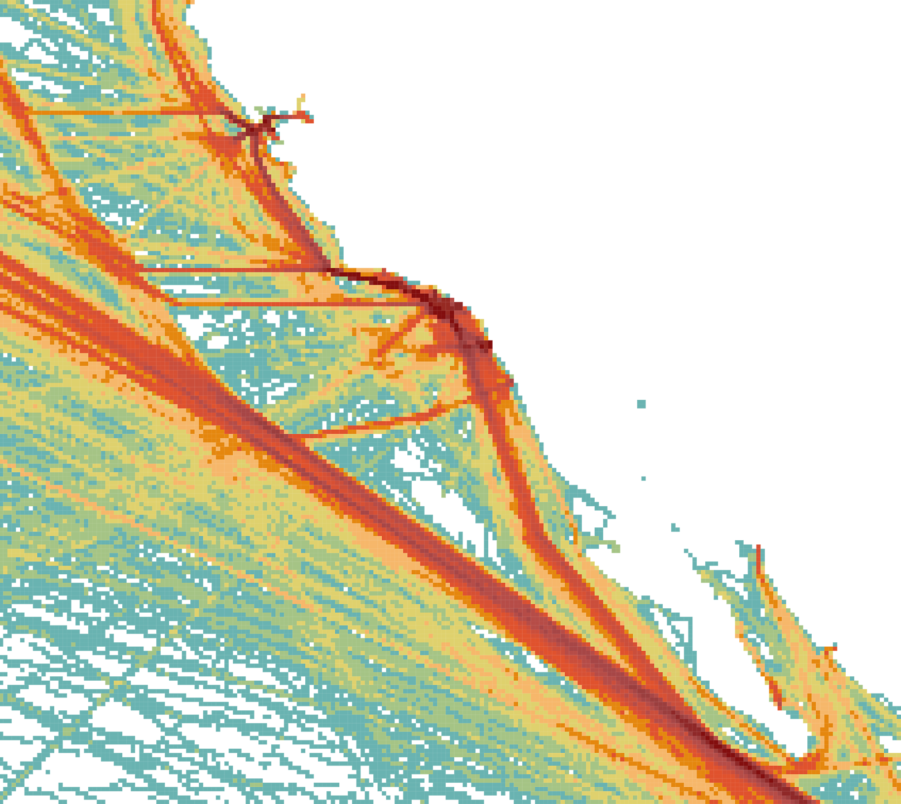 heatmap showing shipping traffic