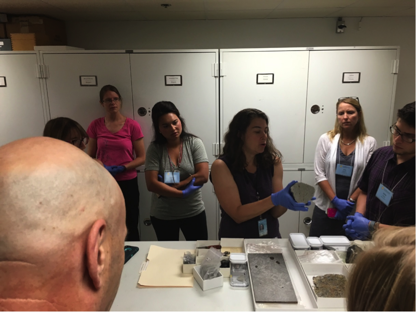 Participants had the opportunity to directly handle samples of meteorites in the collections area behind the scenes at the National Museum of Natural History.