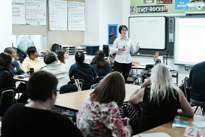 Dr. Amy D'Amico leads a workshop for NYC teachers at Touro College