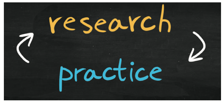 Graphic that has an arrow pointing to research and practices