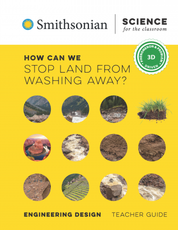 Cover of grade two engineering teachers guide titled How can we stop land from washing away?
