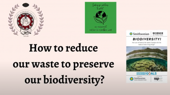 A title page from Lycée Vaucanson and Our Lady of Lourdes Academy Team capstone prject with the Biodiversity guide cover and the two school logos 