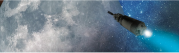 Artistic rendering of a satellite orbiting the moon.