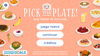 Pick Your Plate! Guía Global de Nutrición title screen