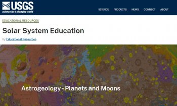 Map of the moon with text that says astrogeology planets and moons.
