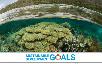 Cover of Biodiversity guide with a photo of a coral reef and shoreling