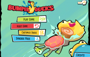 Title screen of the educational physical science game, BumperDucks