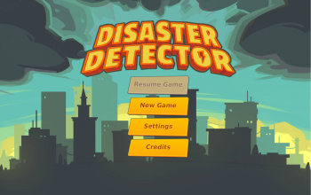 Title screen for the educational earth science game, Disaster Detector.