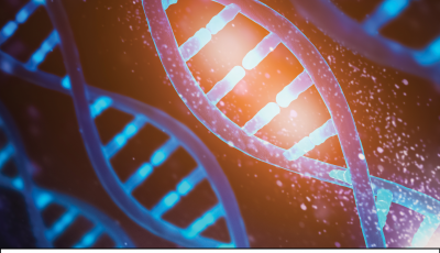 the cover of the Biotechnology guide with a blue DNA helix and text saying Smithsonian Science for Global Goals and Biotechnology. 