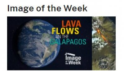 Image of Earth from space with text that says lava flows