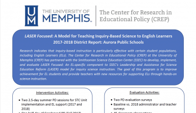 LASER Focused: A Model for Teaching Inquiry-Based Science to English Learners - 2017-2018 District Report: Aurora Public Schools