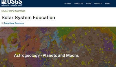 Map of the moon with text that says astrogeology planets and moons.