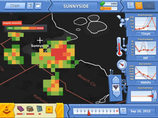 Screenshot from the educational earth science game, Disaster Detector