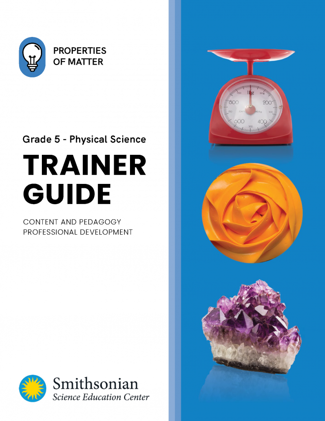 the cover of the Properties of Matter Grade 5 Physical Science Trainer Guide