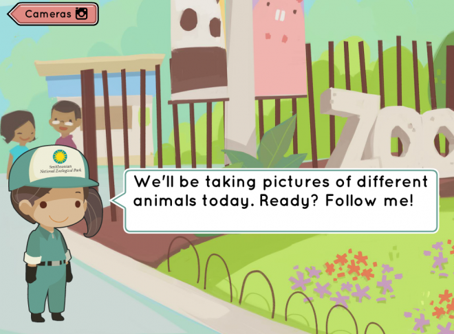 Screenshot of the educational kindergarten game, Shutterbugs: Wiggle and Stomp