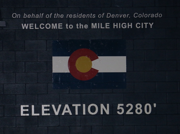 Image of a sign showing the elevation of the city of Denver